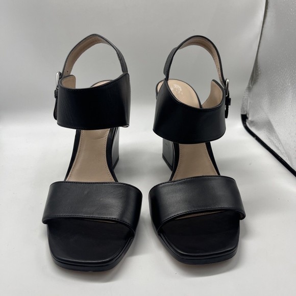 Stuart Weitzman Partilow Black Leather Sandal Sz 8 Wide - Picture 2 of 10